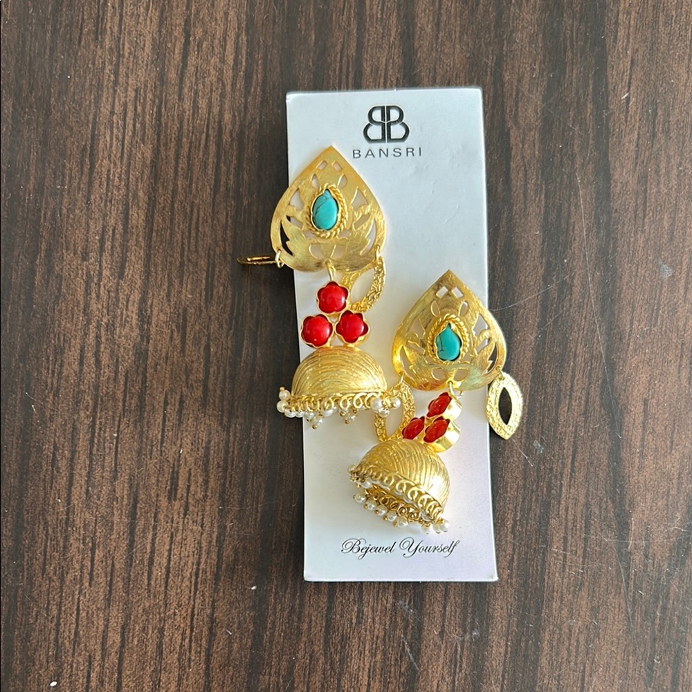 Vintage Gold and Red Statement Earrings